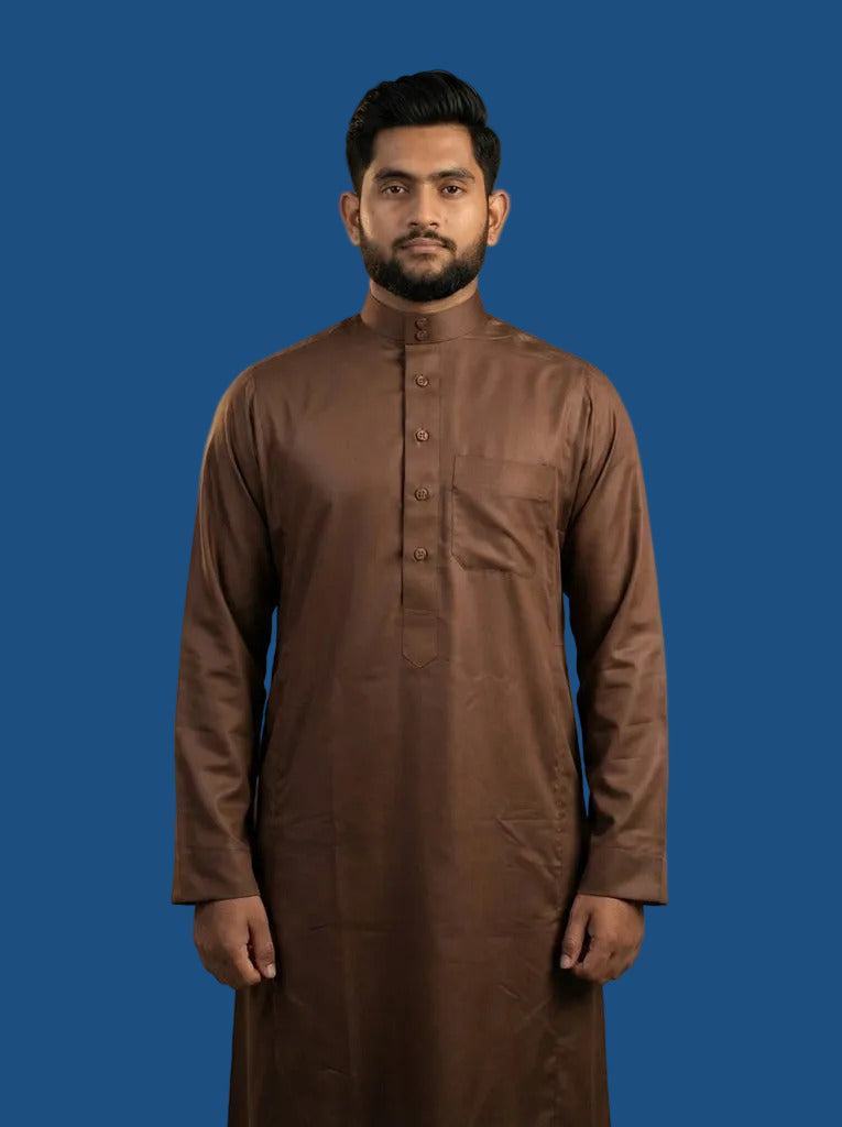Premium Cotton Thobe - Dark Brown | AlMumtaz Sri Lanka