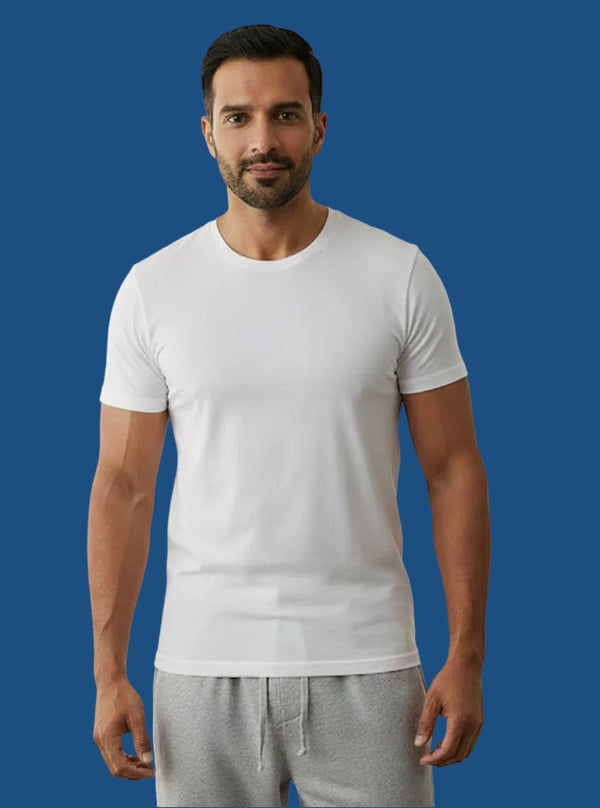 Premium white cotton vest for men - front view showing sleeveless design and perfect fit - AlMumtaz Islamic wear Sri Lanka